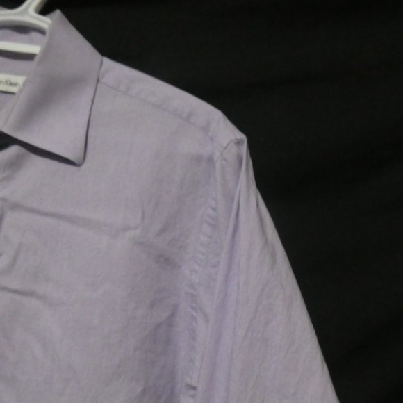CALVIN KLEIN | Size 15, 34-35 | 100% Cotton | Lilac Button Down Dress Shirt - Picture 5 of 16